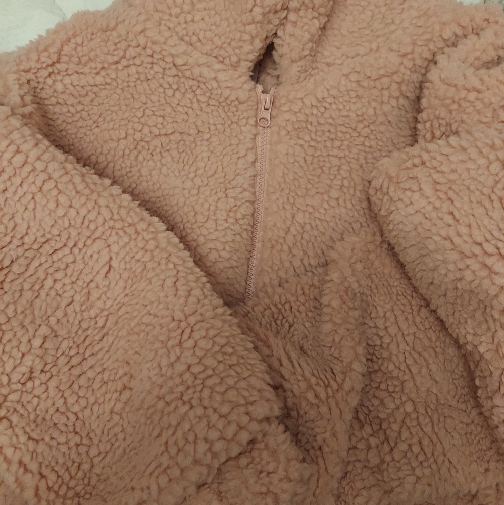 Blush Pink Cropped Sherpa Coat
